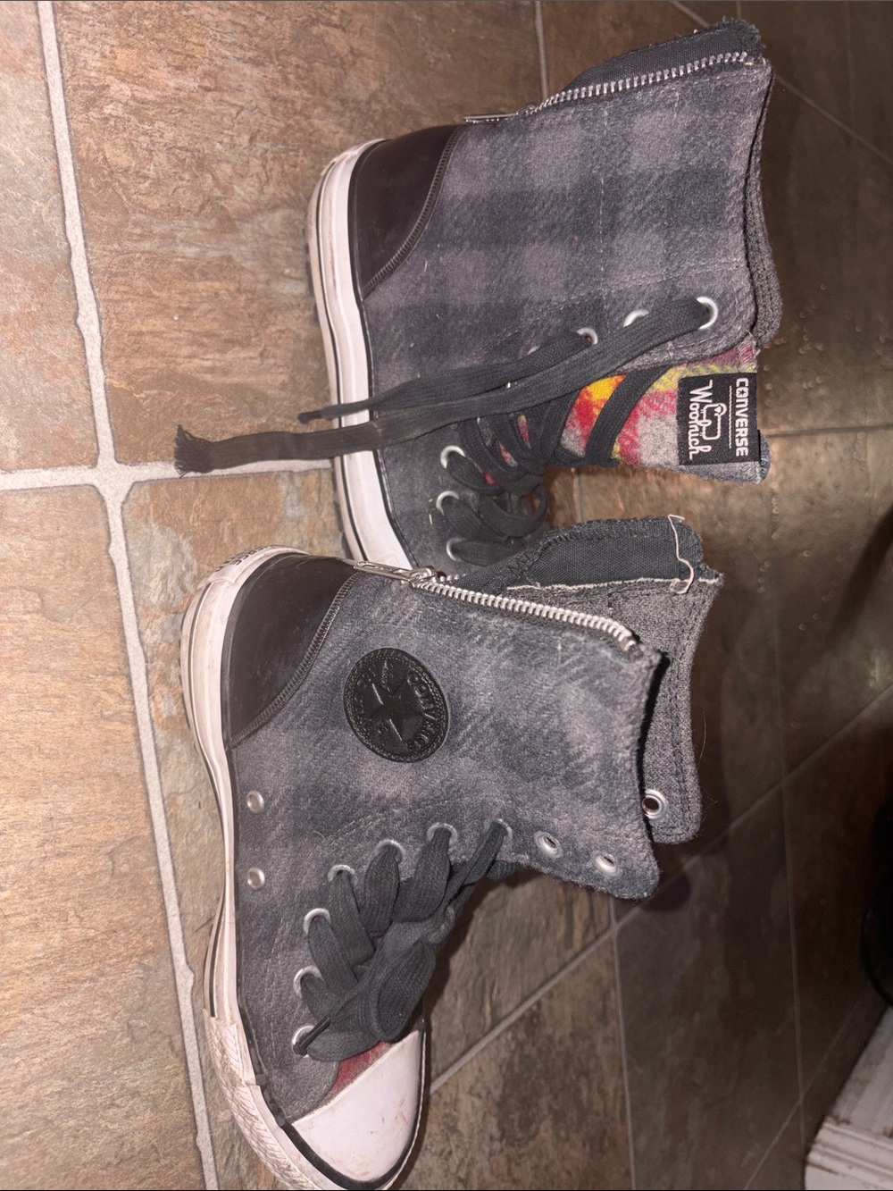 Converse High-Top Canvas Sneakers in Charcoal Gray with Black Accents